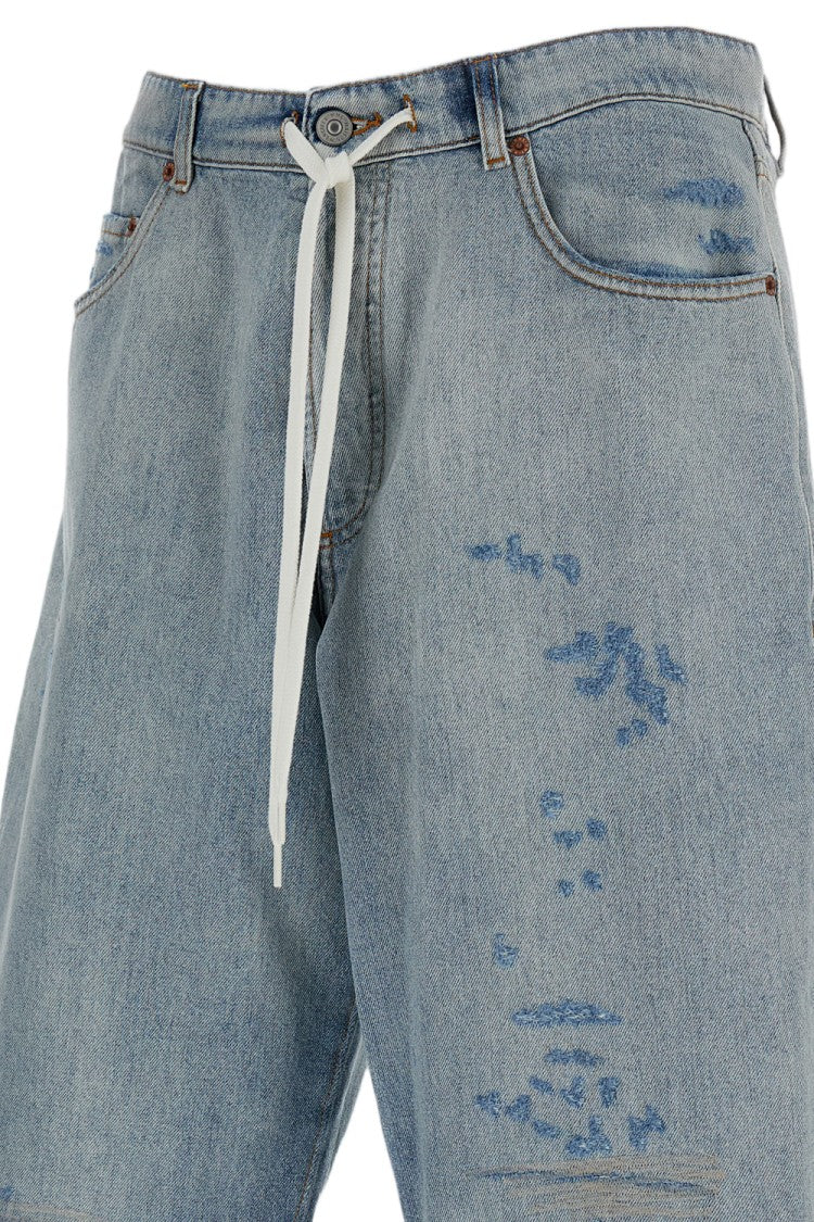 Mm6 By Maison Margiela Worn Effect Denim Bermuda Trousers