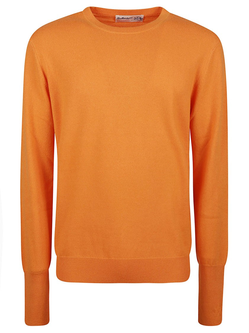 Ballantyne Plain Stitch Cashmere Ribbed Knit Sweater