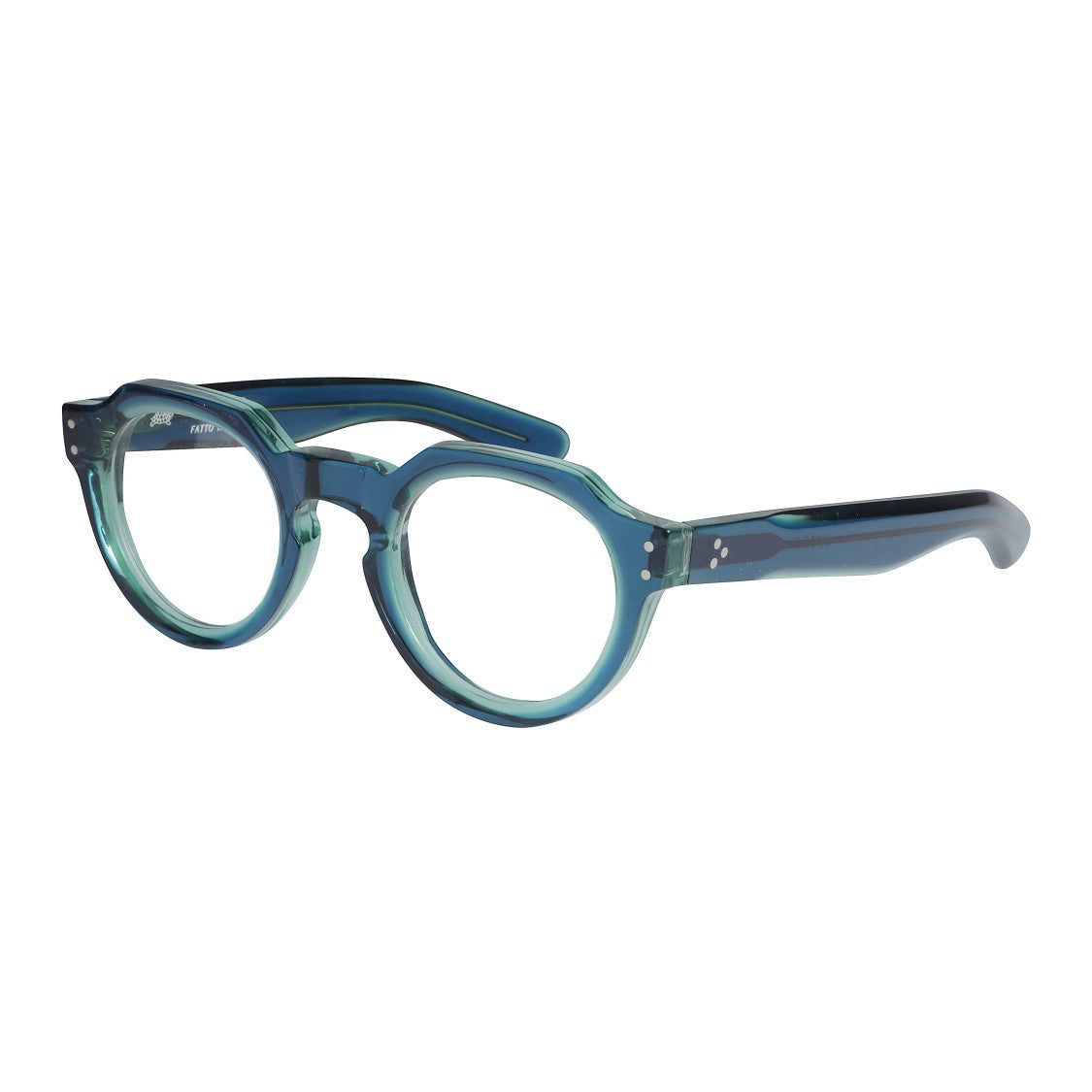 Kador Spike Rounded Geometric Bridge Sunglasses With Translucent Blue-Green Acetate