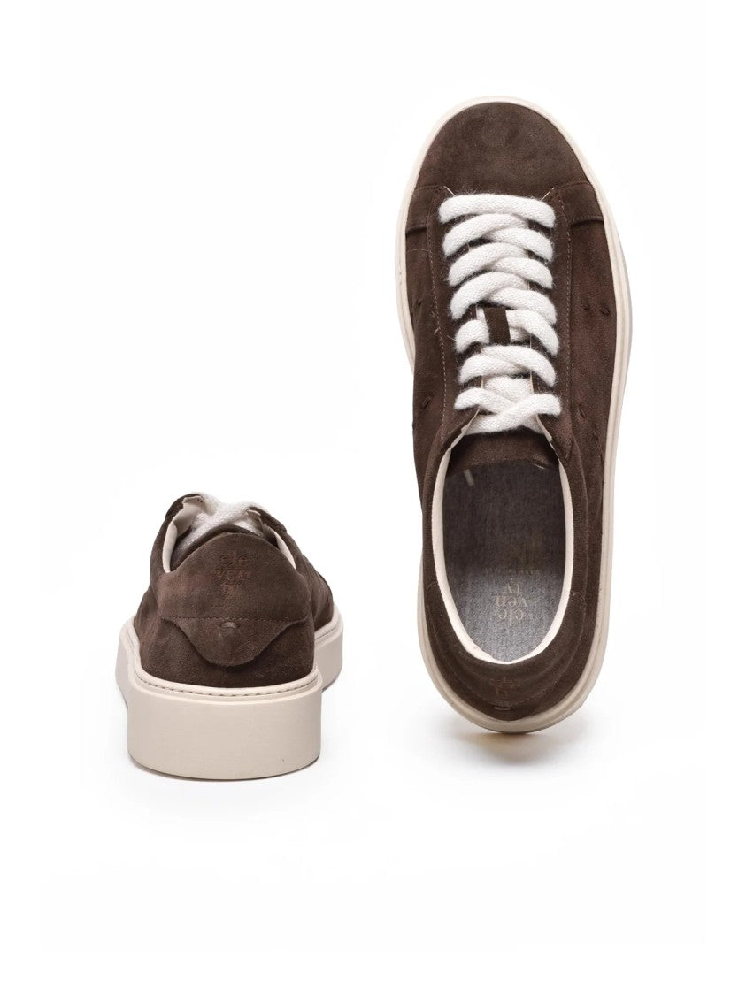 Eleventy Brown Suede Classic Sneakers