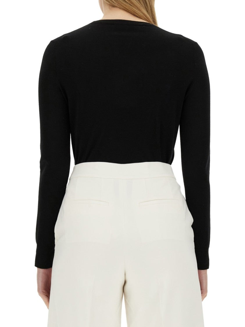 Theory Regular Fit Black Wool Sweater With Smooth Texture