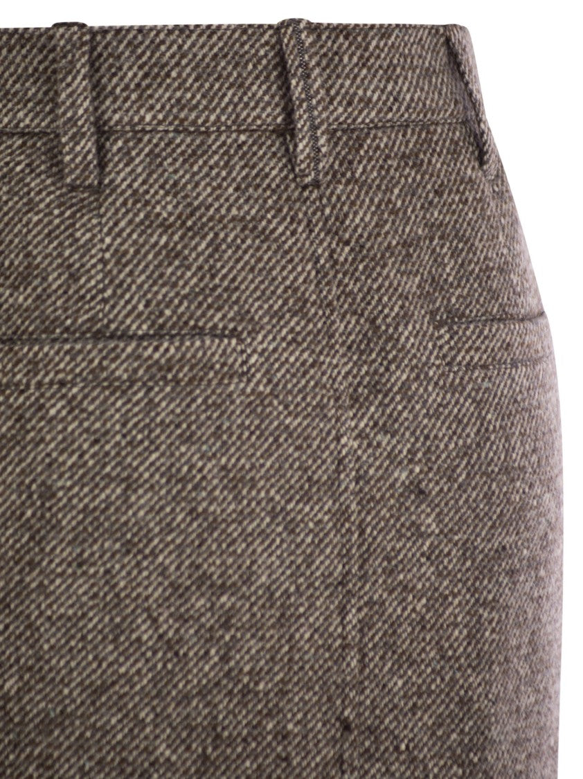 Brunello Cucinelli Sartorial Pencil Skirt In Diagonal Mélange