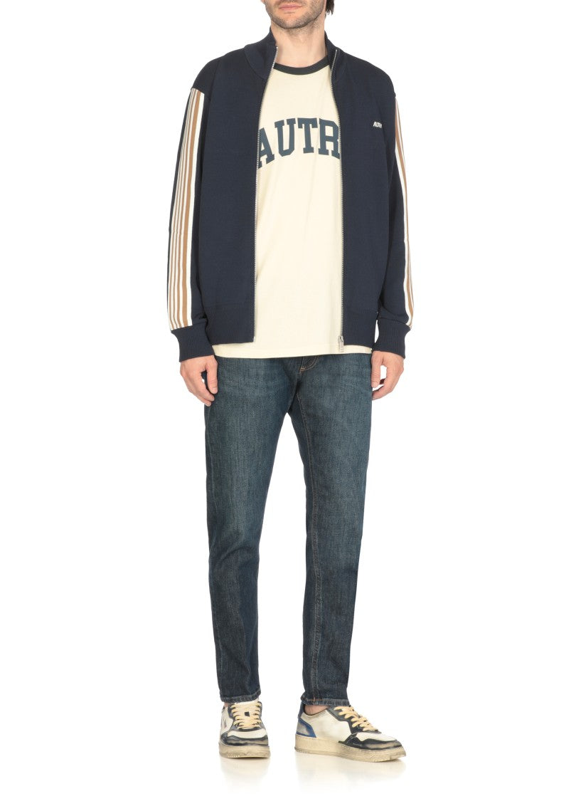 Autry High Neck Blue Viscose Sweatshirt