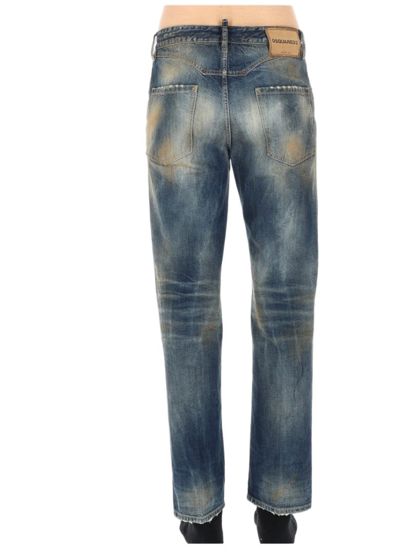 Dsquared2 Distressed Straight-Leg Cotton Jeans