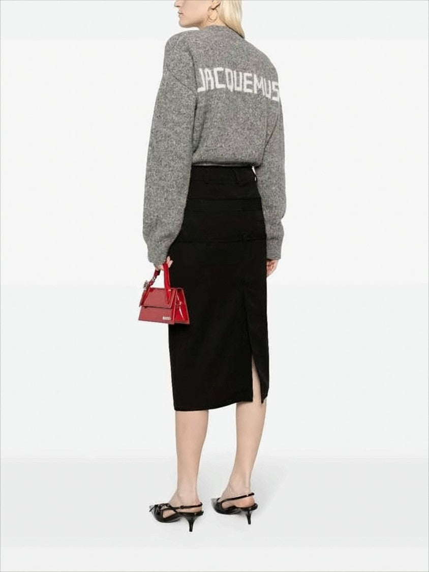 Jacquemus Cropped High Neck Sweater With Voluminous Sleeves And Logo Detail