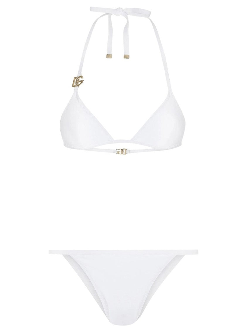 Dolce & Gabbana Neutrals Triangle Top Low-Rise Bikini Set