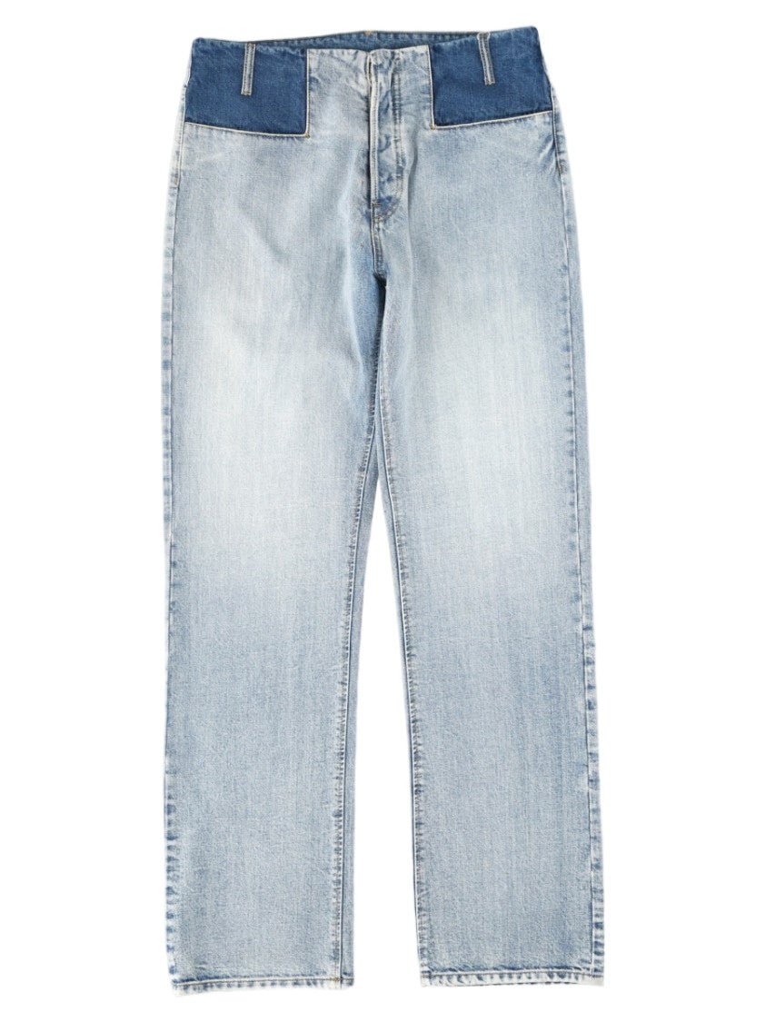 Maison Margiela Light Blue Denim Trousers With Contrast Accents