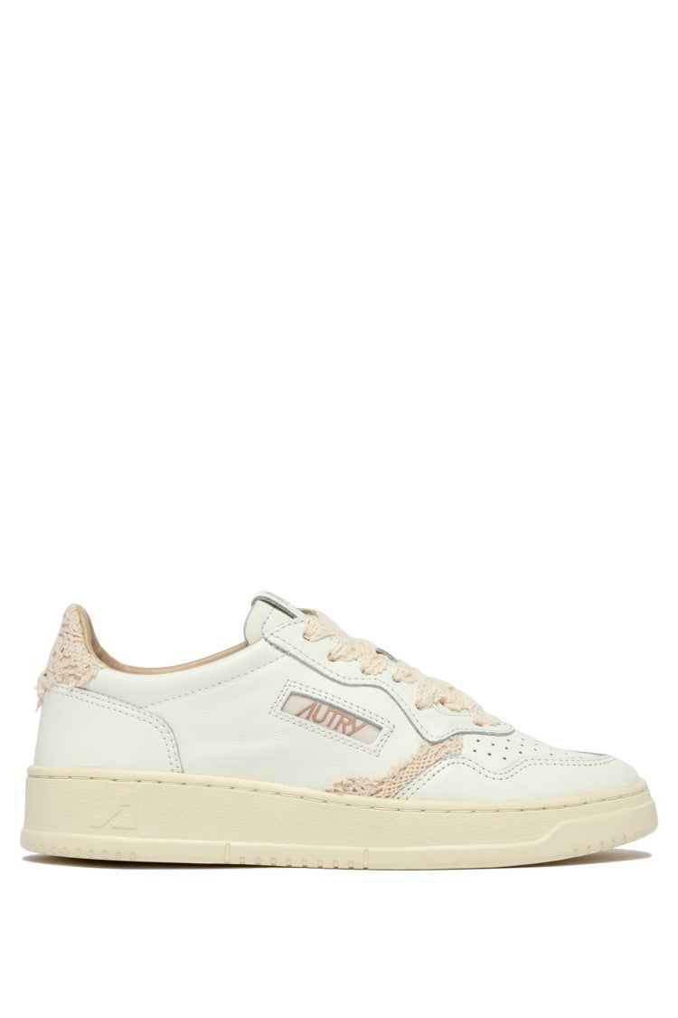 Autry White Medalist Macrame Leather Sneakers