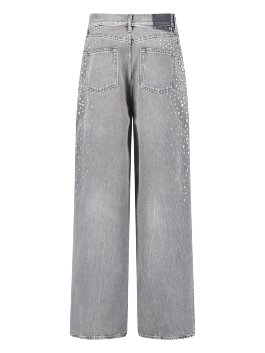 Golden Goose Gray Melody Mid-Rise Studded Denim Jeans