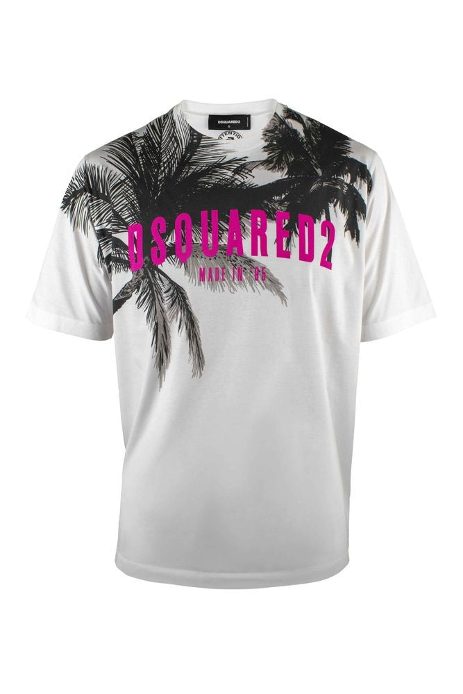 Dsquared2 White T-Shirt With Hot Pink Logo