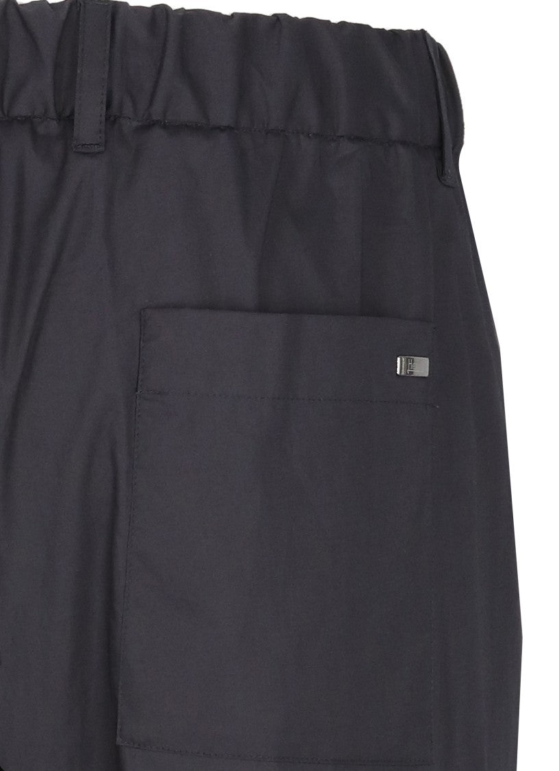Herno Blue Cotton Straight-Leg Pants