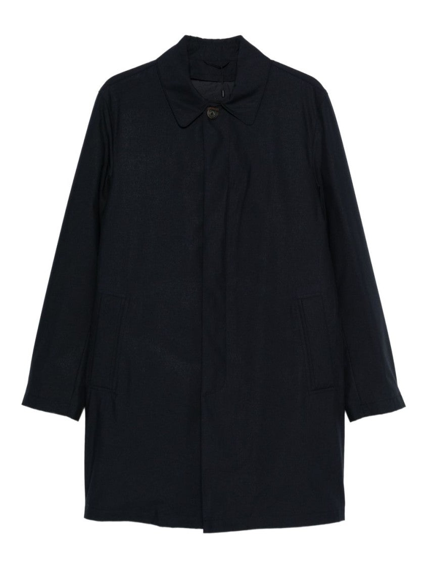 Corneliani Mid-Length Blue Coat With Minimalist Design