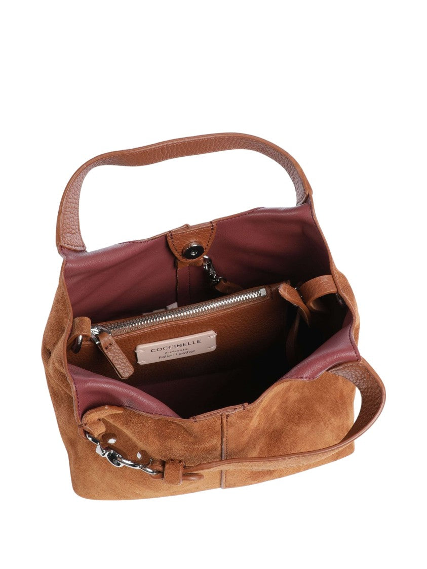Coccinelle Soft Suede Convertible Shoulder Bag With Adjustable Strap