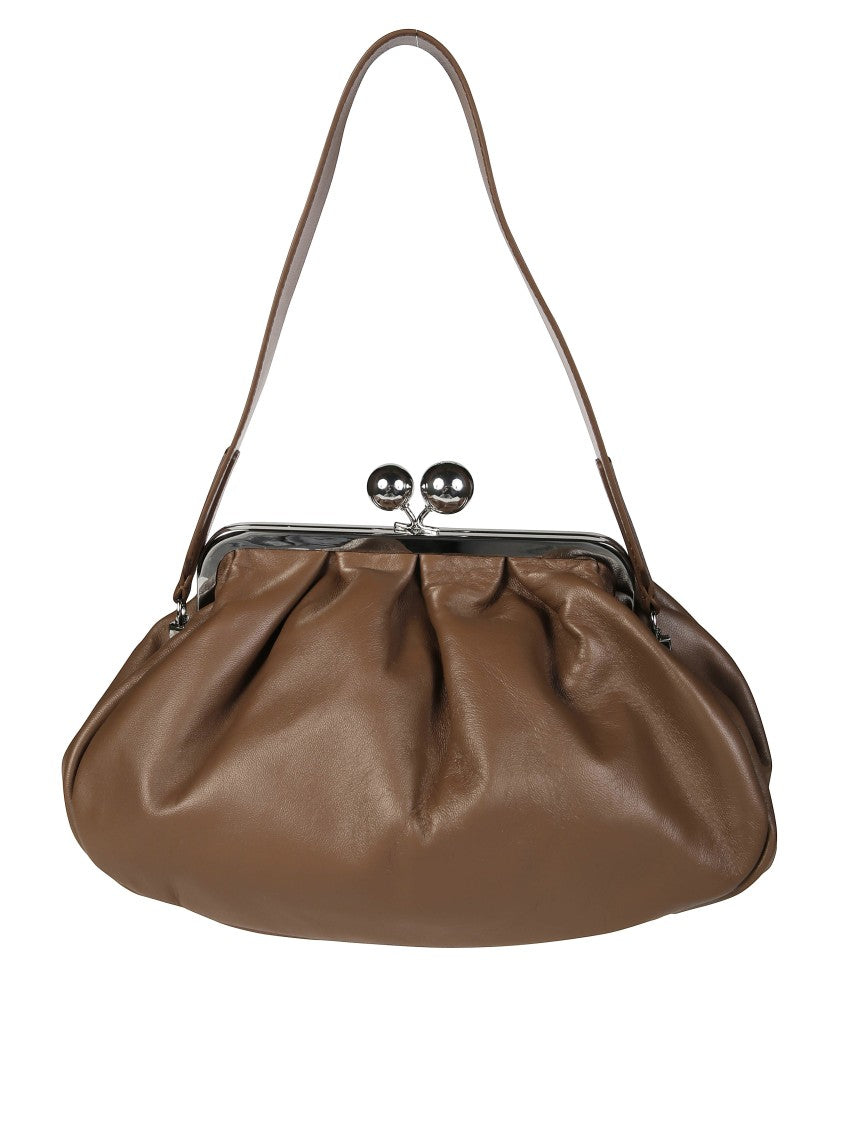 Max Mara Gathered Design Slouchy Handbag With Metal Frame Closure