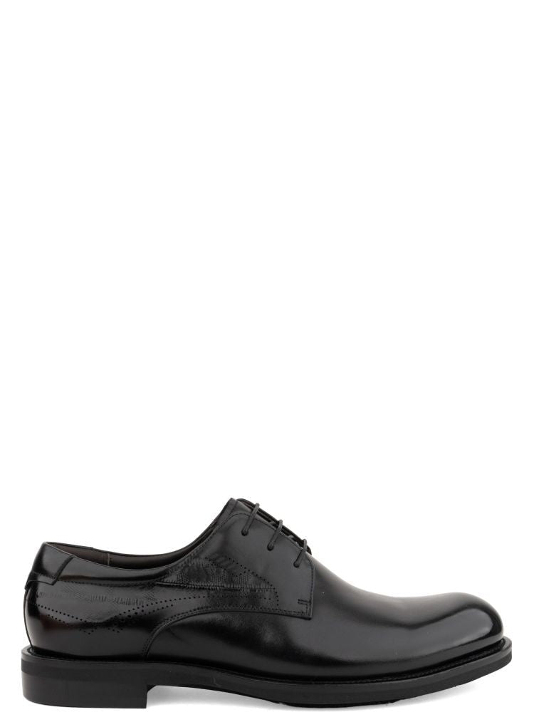 Alberto Gozzi Black Closed Lace-Up Polished Leather Formal Shoes