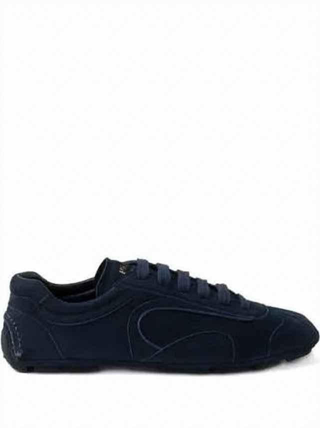Prada Black Calf Leather Sneakers With Rubber Sole