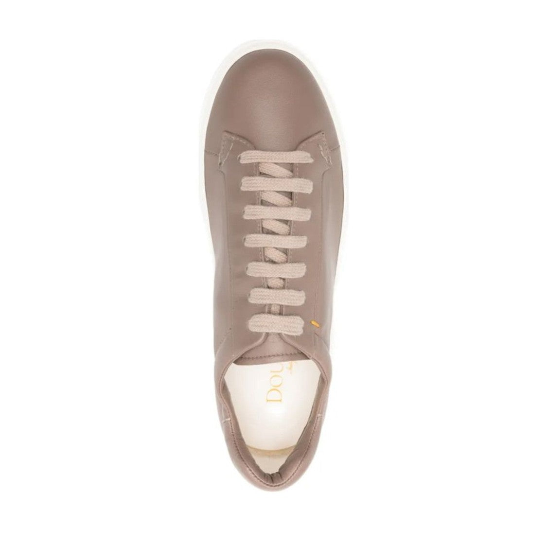 Doucal's Beige Minimalist Rubber Sole Leather Sneakers