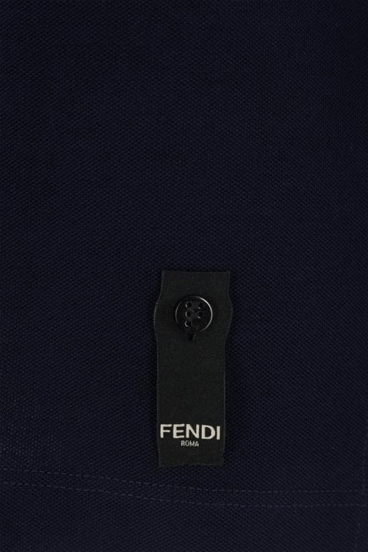 Fendi Structured Navy Polo Shirt With Iconic Emblem