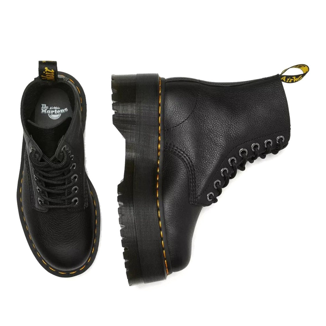 Dr. Martens Black 1460 Pascal Max Pisa Chunky Sole Leather Ankle Boots