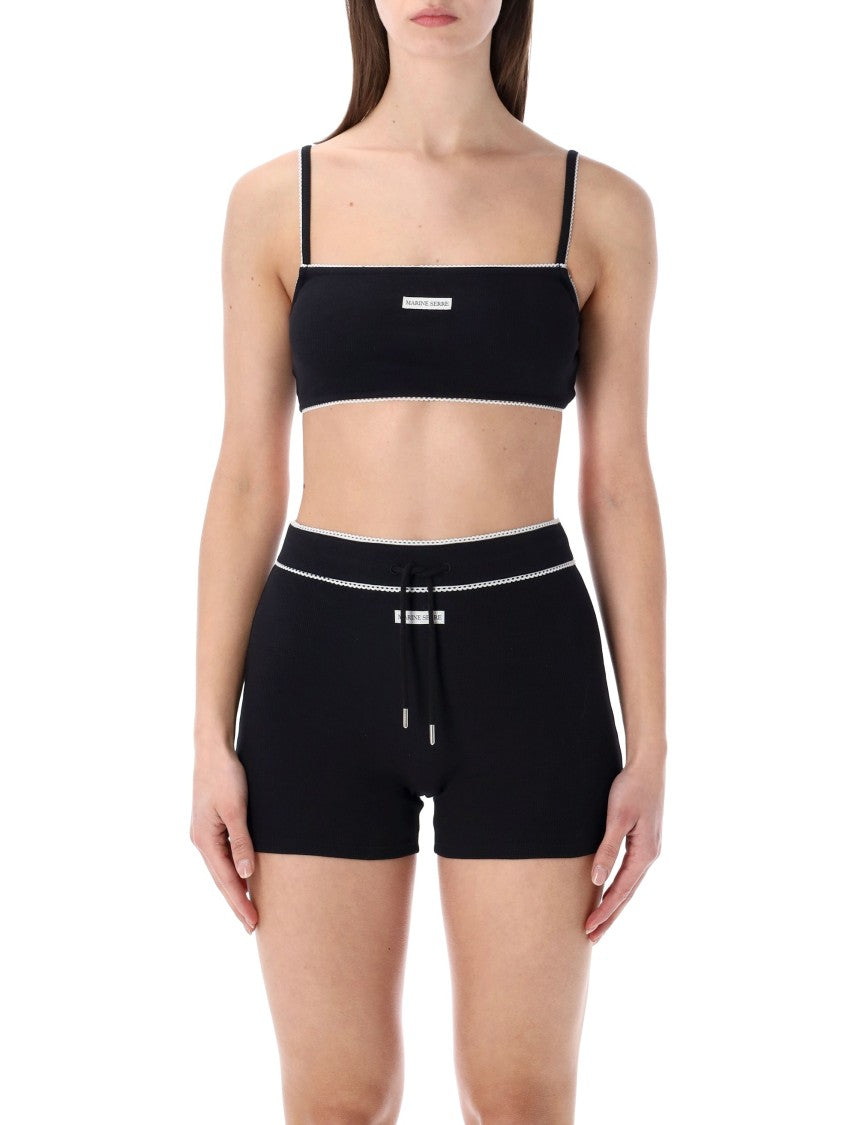 Marine Serre Ribbed Fine Strap Bra