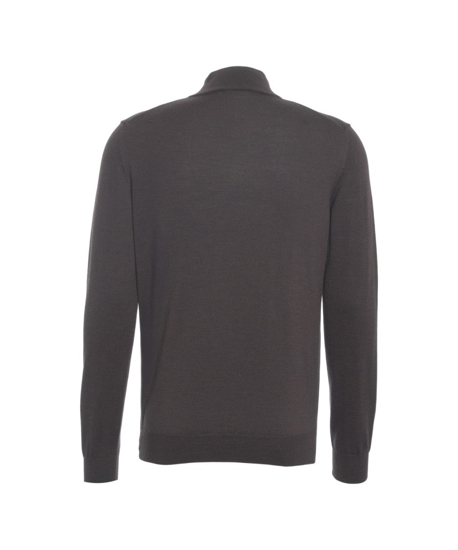 Kangra Grey Turtleneck Sweater With Ribbed Details