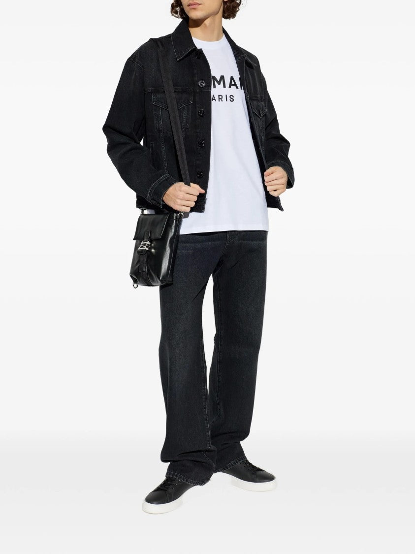 Balmain White Loose Ss Bold Logo T-Shirt