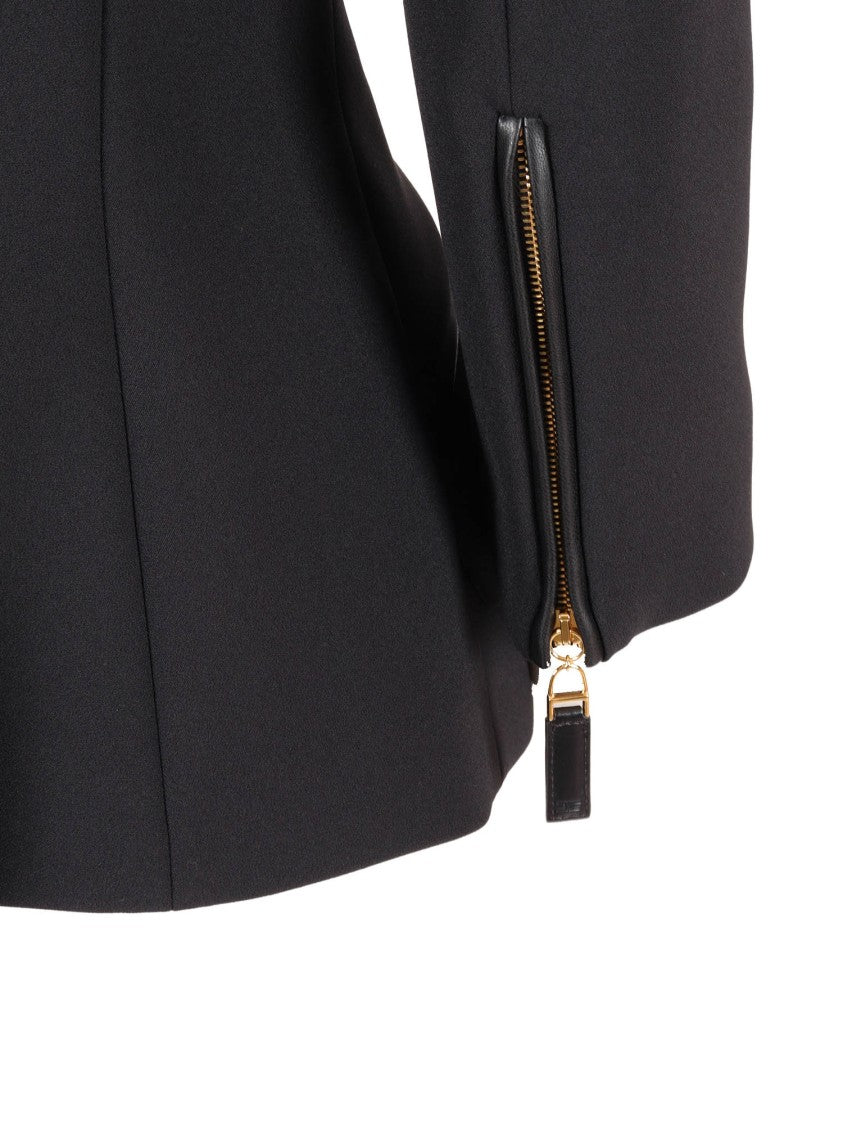Elisabetta Franchi Double-Breasted Tailored Blazer With Gold-Tone Hardware