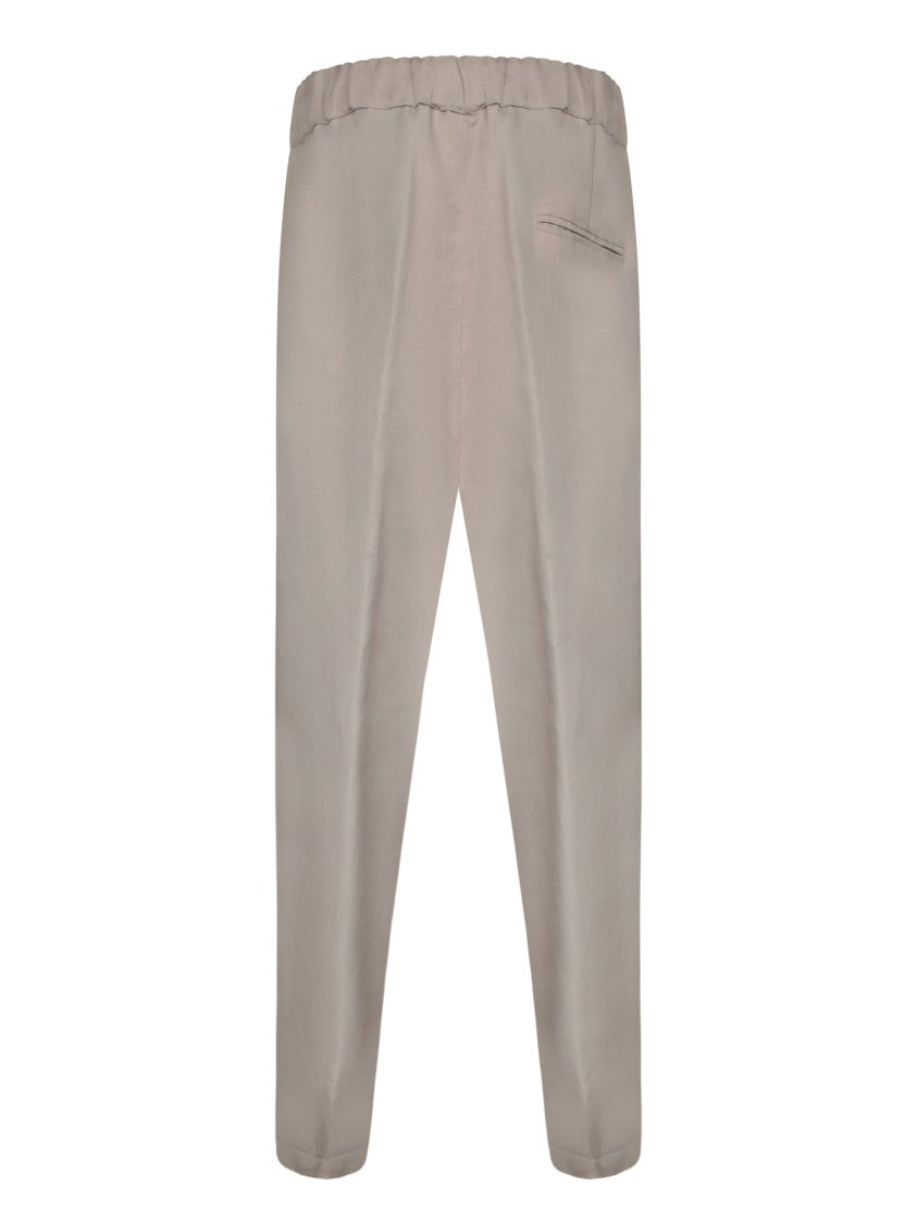 Costumein Tailored Beige Trousers With Button Closure