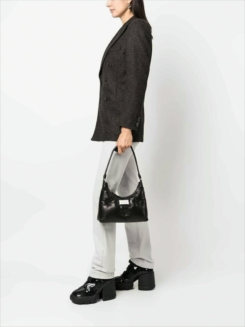 Maison Margiela Soft Padded Black Leather Tote Bag With Adjustable Strap