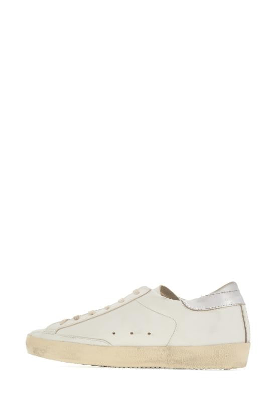 Golden Goose Low-Top Sneakers With Vintage Beige Sole And Metallic Silver Heel Tab