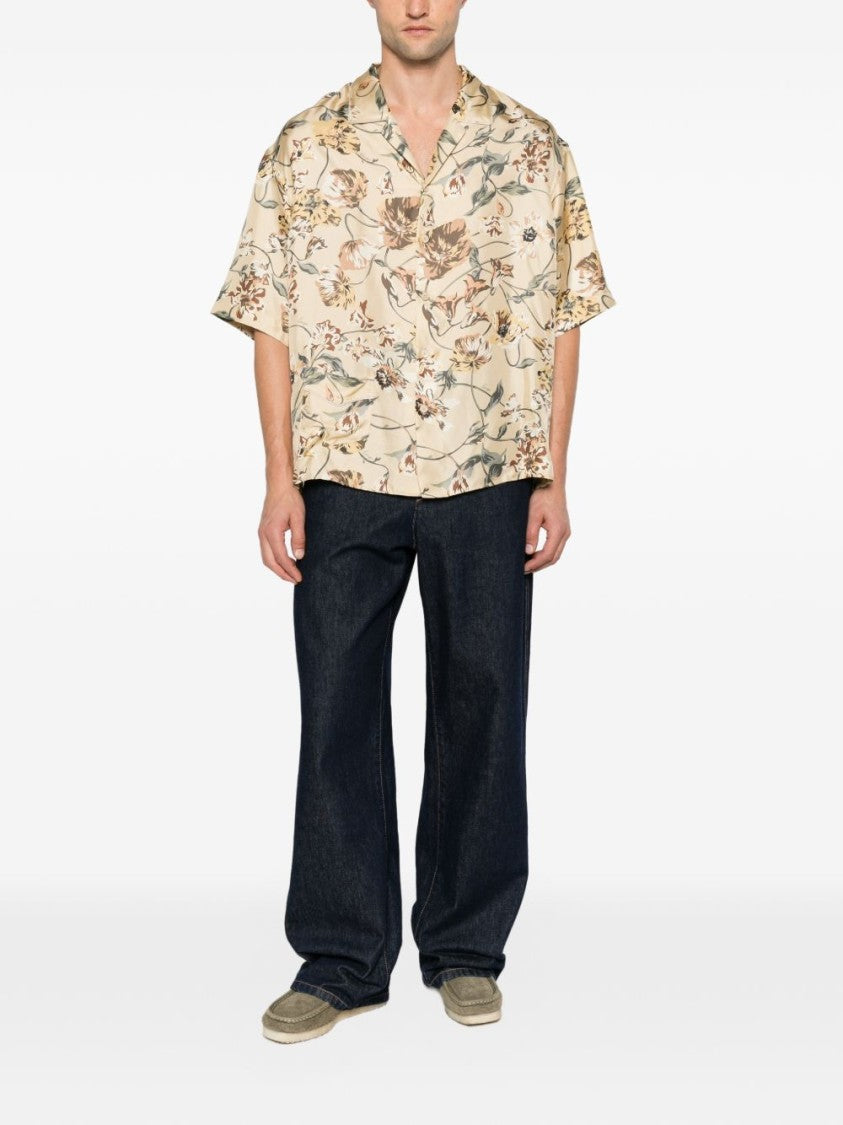 Kenzo Floral Short-Sleeved Shirt With Camp Collar And Button-Down Front