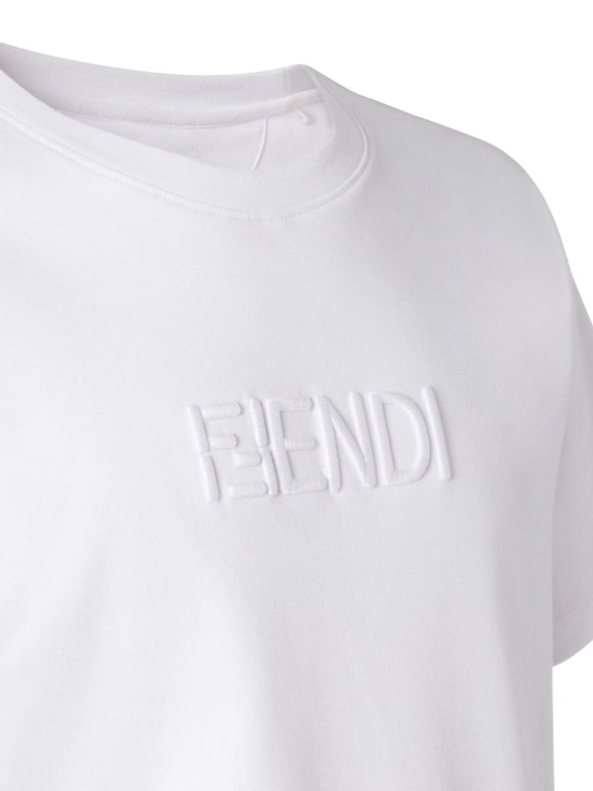 Fendi Black Cotton Slim-Fit Embroidered T-Shirt