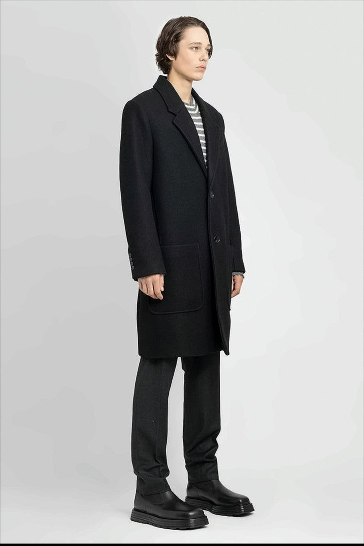 Ami Paris Tailored Two-Button Wool Coat With Notched Lapel