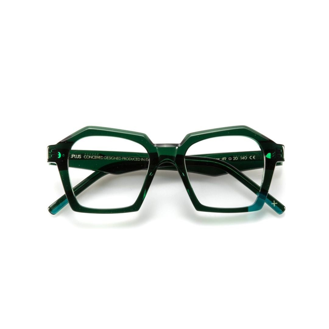 Jplus Adne Hexagonal Frame Eyeglasses With Turquoise Accents