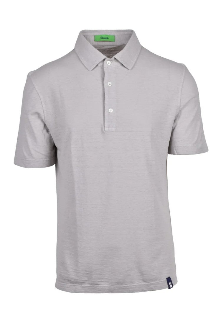 Drumohr Light Grey Cotton Linen Polo