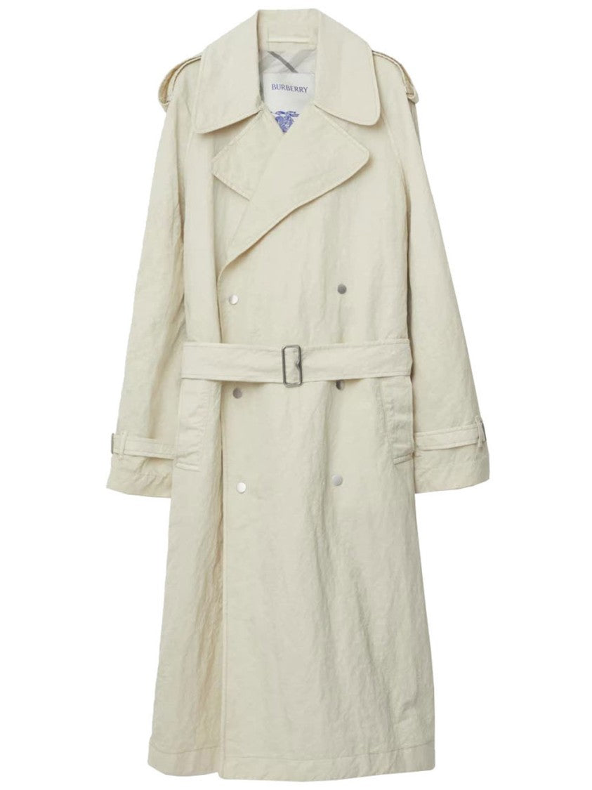 Burberry Long Ruched Nylon B-Buckle Trench Coat