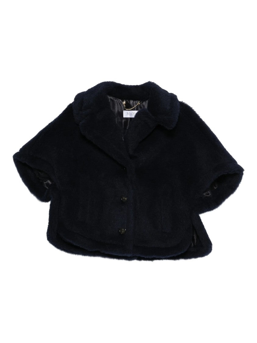Max Mara Black Mxacorvi Plush Cape-Style Jacket