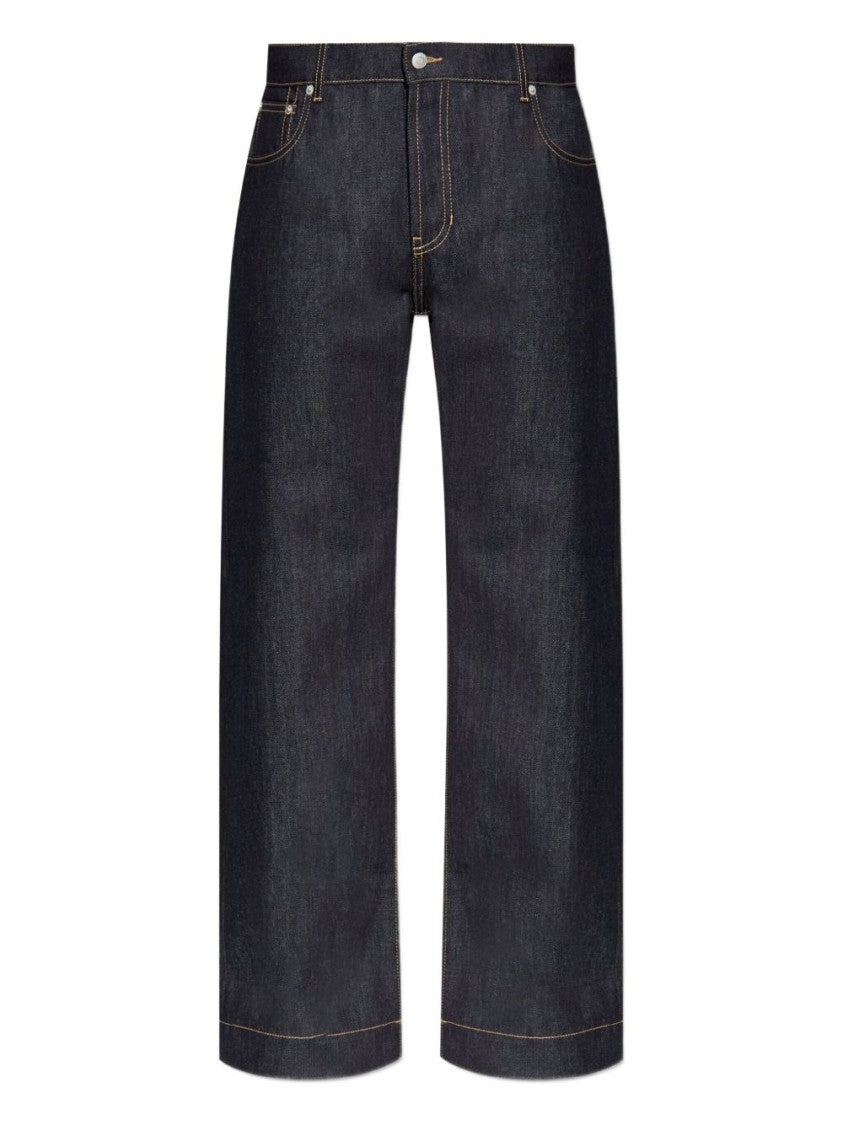 Alexander Mcqueen Wide-Leg Dark Indigo Denim Jeans