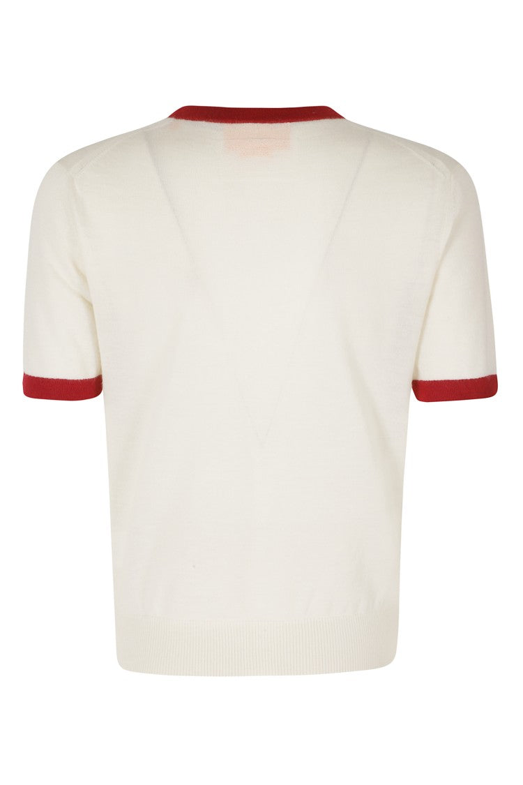 Guest In Residence Airy Ringer Red Trimmed Cashmere T-Shirt