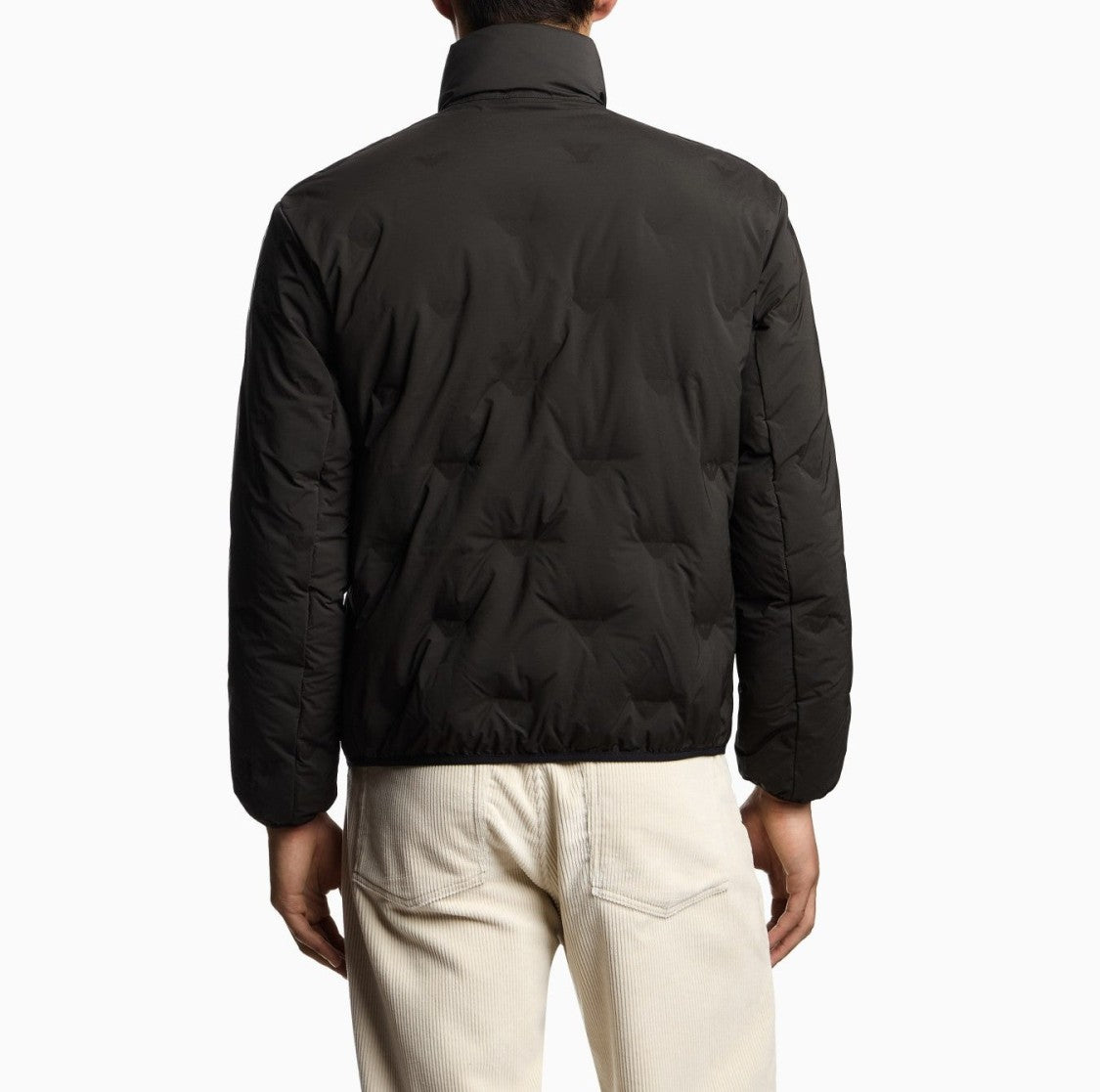 Emporio Armani Black Nylon Bomber Jacket With Eagle Inlay