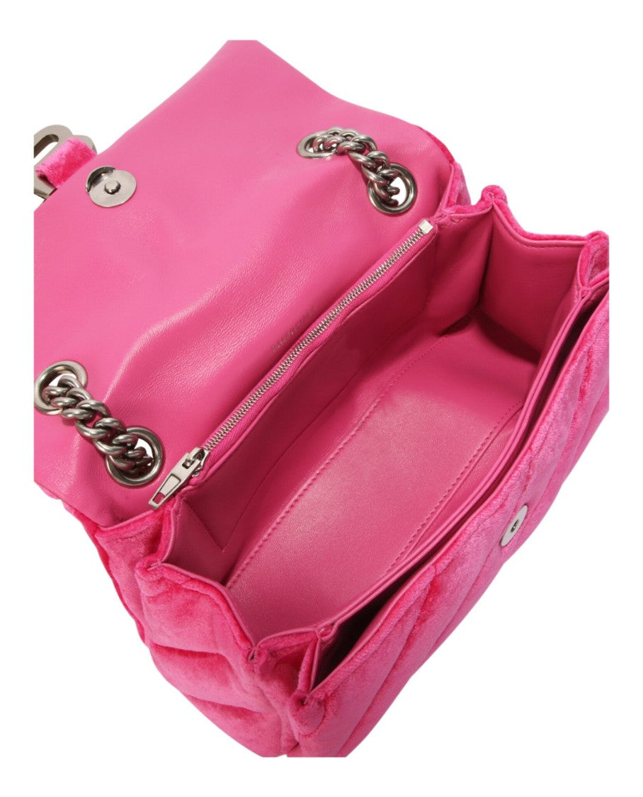 Balenciaga Crush Velvet Small Quilted Chain Shoulder Bag