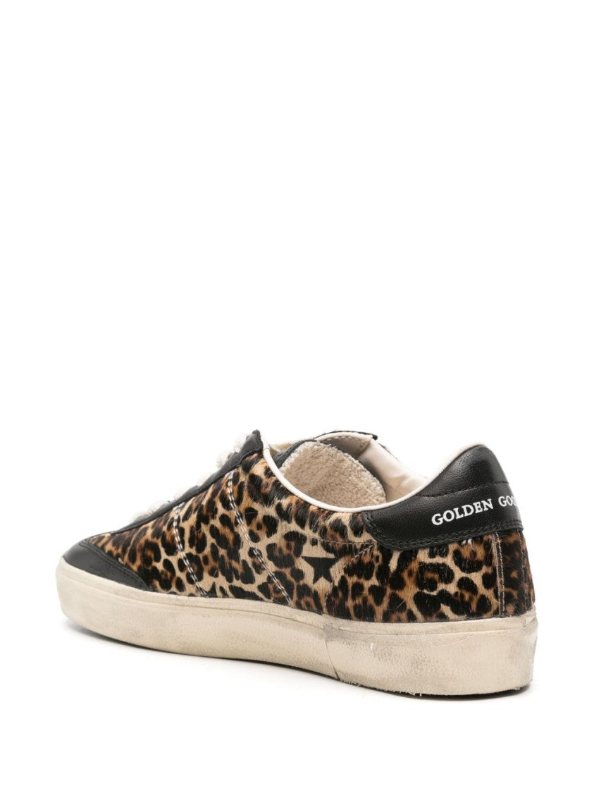 Golden Goose Leopard Print Leather Accents Sneakers