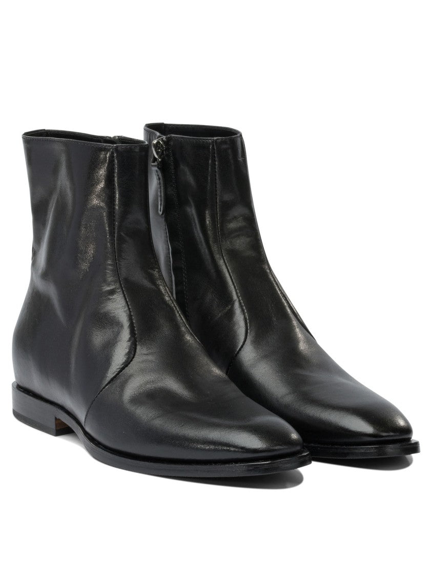 Henderson Baracco Polished Calf Leather Ankle Boots With Pointed Toe