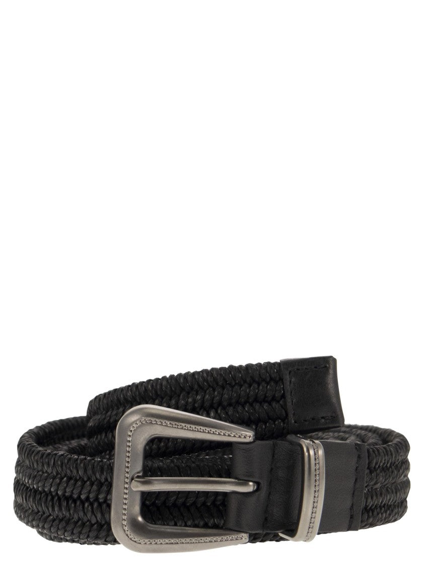 Brunello Cucinelli Rustic Woven Linen Belt