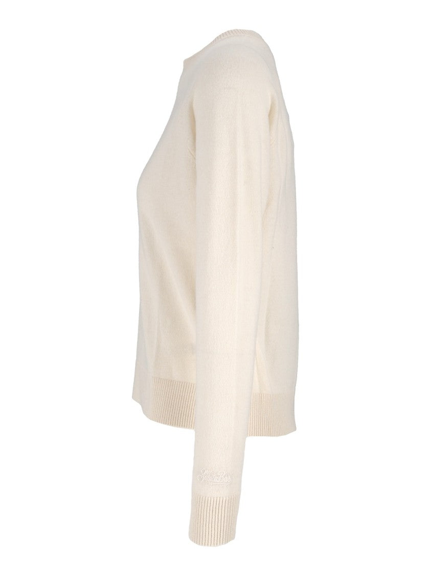 Mc2 Saint Barth Off-White Delphine Relaxed Fit Cashmere Sweater