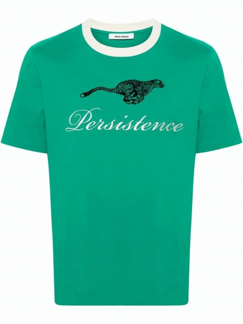 Wales Bonner Short-Sleeve T-Shirt With Graphic Leopard And Statement Script