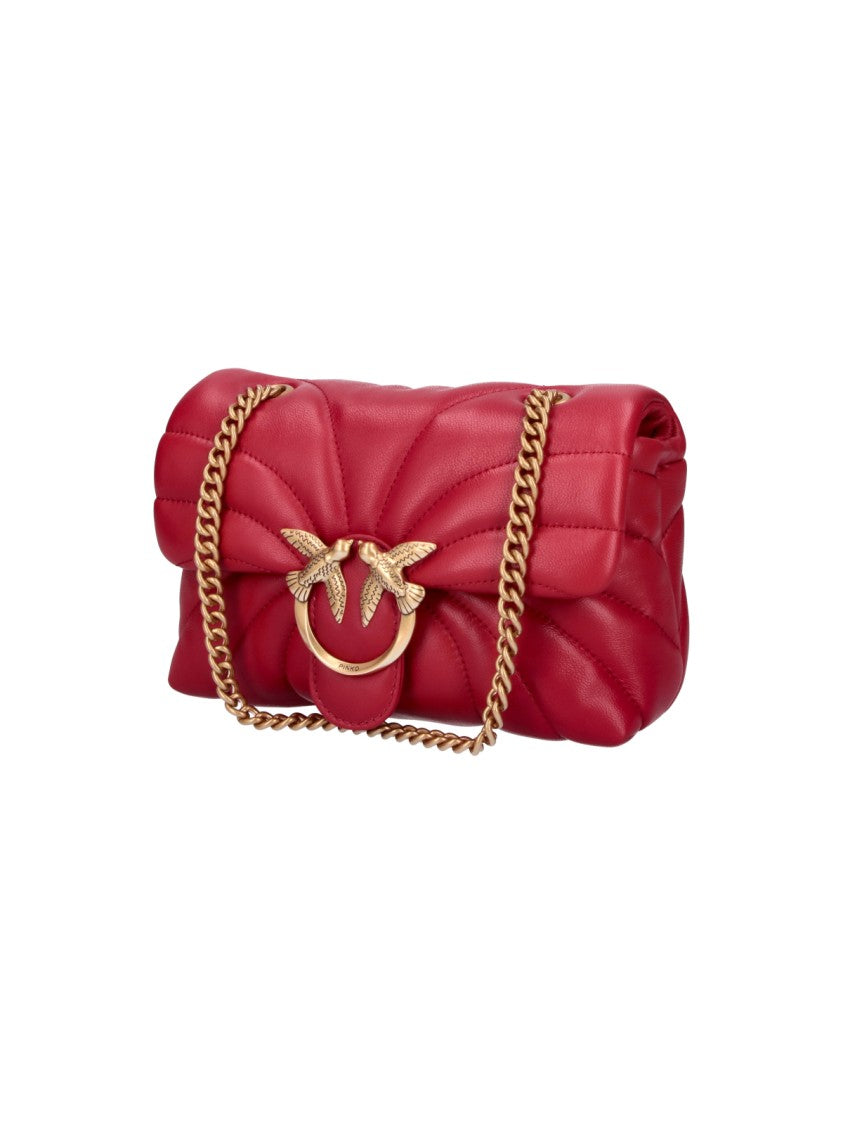 Pinko Red Quilted Leather Mini Love Bag Puff Shoulder Bag