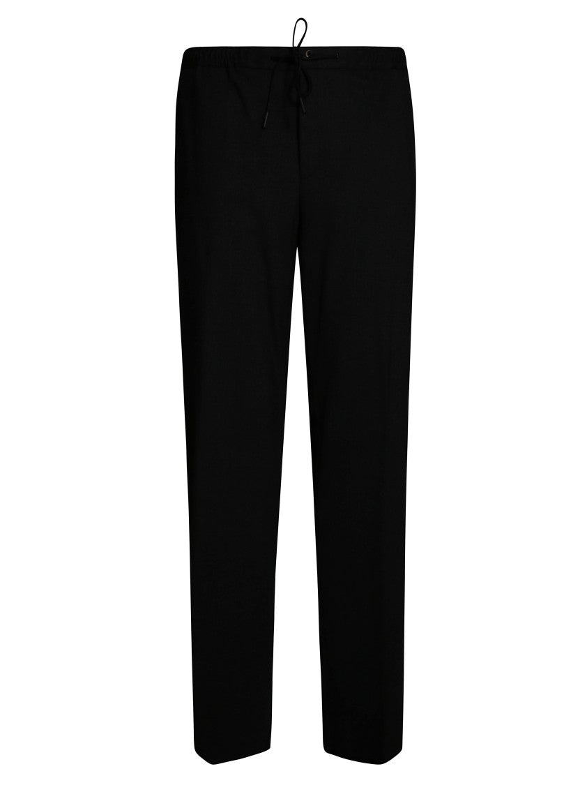 Pt01 Tailored Grey Wool Pants With Elastic Waistband