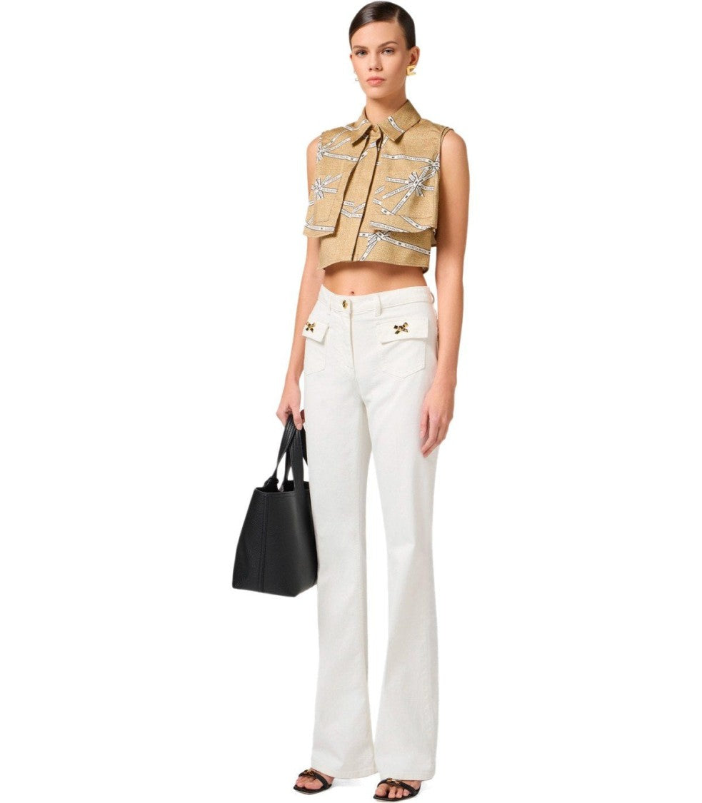 Elisabetta Franchi Ivory Cotton Jeans