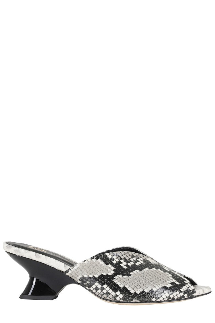Giampaolo Viozzi Rock Grey Textured Snakeskin Pointed Toe Leather Mules